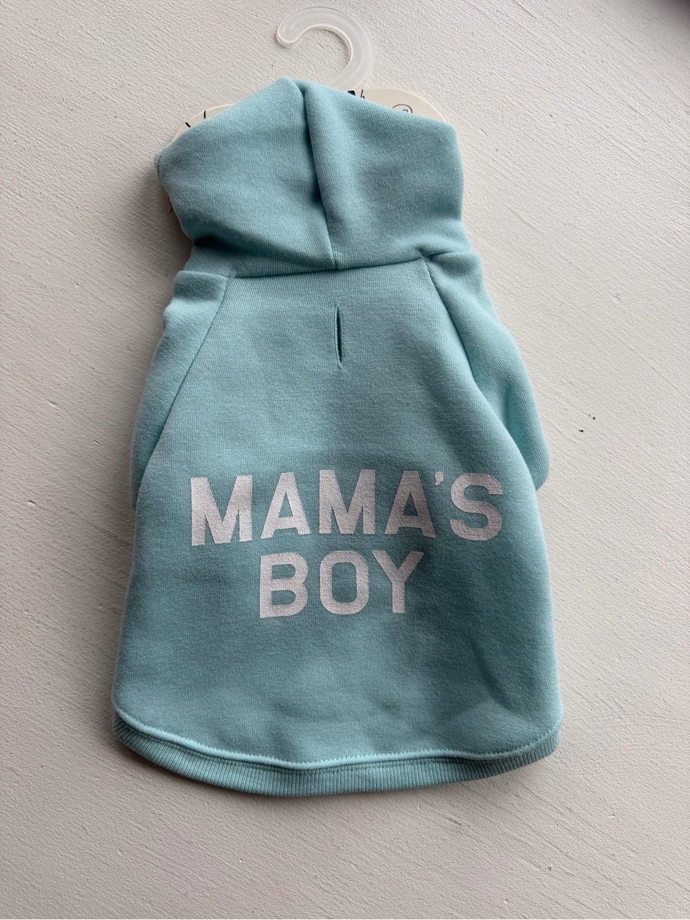 Pup Crew “Mama’s Boy” Dog Hoodie Aqua Blue Size Small NWT